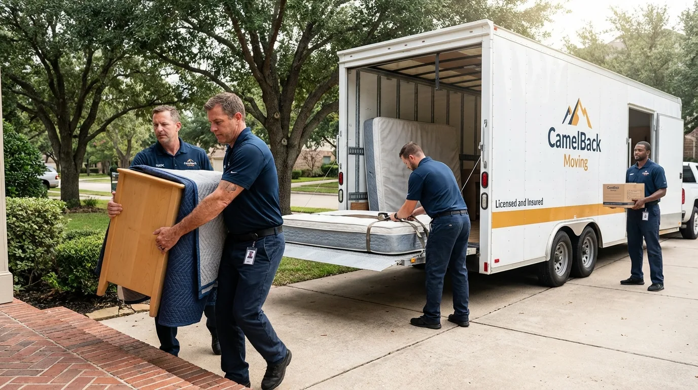 Crew loading residential truck for cross-state move from Crownsville, MD