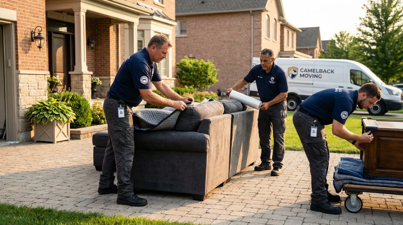 Large estate moving crew wrapping furniture in Crownsville, MD